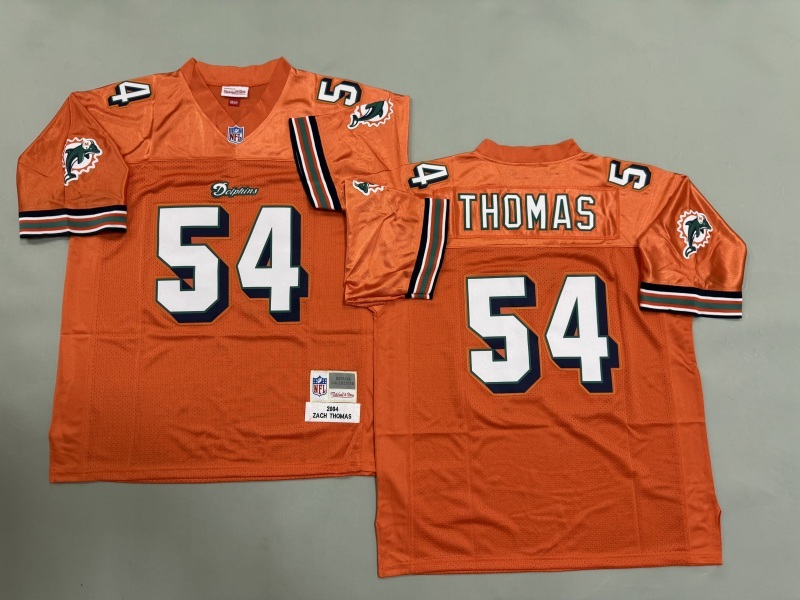 Men 2025 Miami Dolphins #54 Thomas orange Throwback Limited NFL Jersey style 001->miami dolphins->NFL Jersey